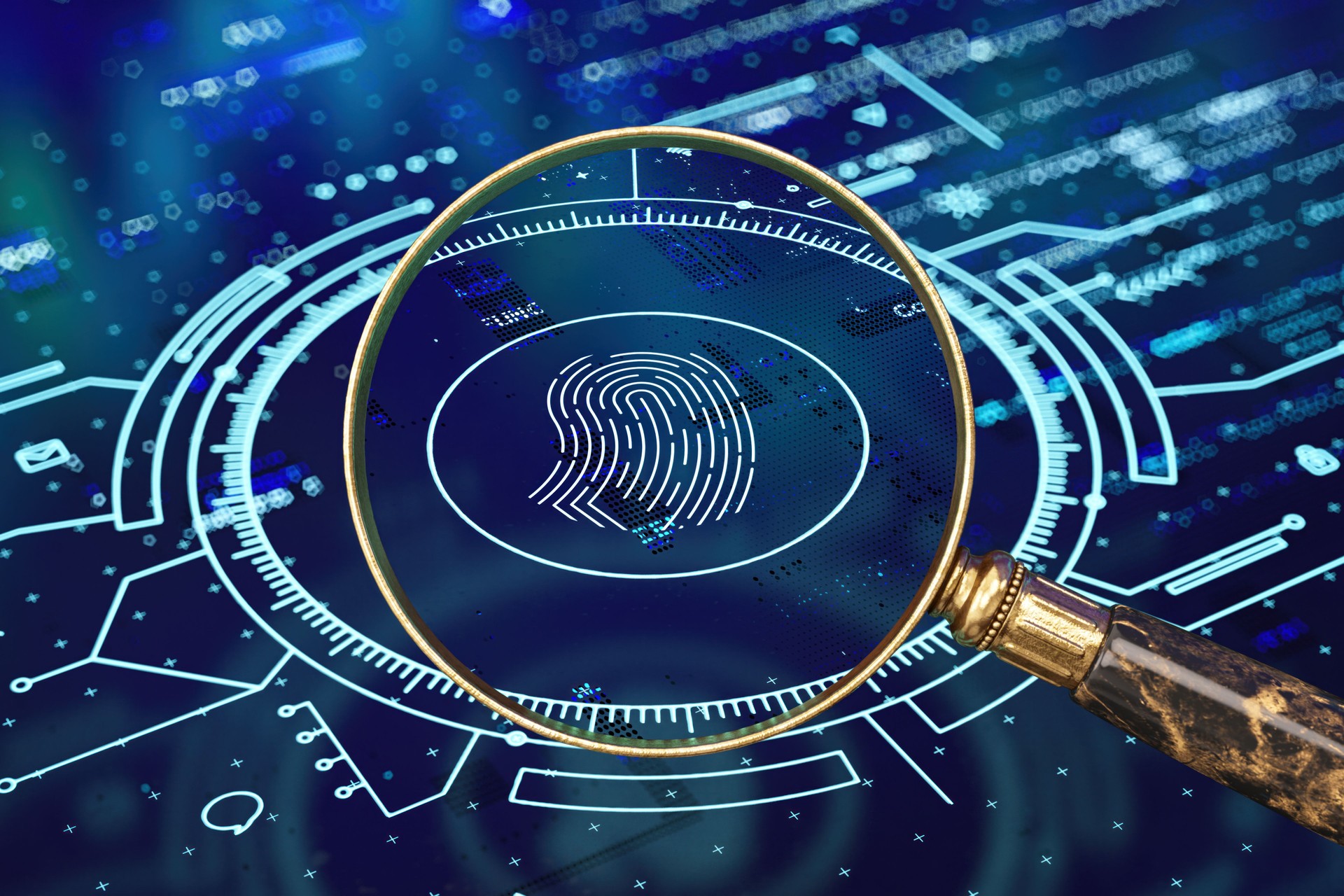 Biometric Security Scan With Fingerprint Magnification